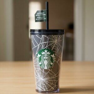 Starbucks 21 Halloween GRANDE 16OZ Glow in the Dark Spiderweb cold drink tumbler